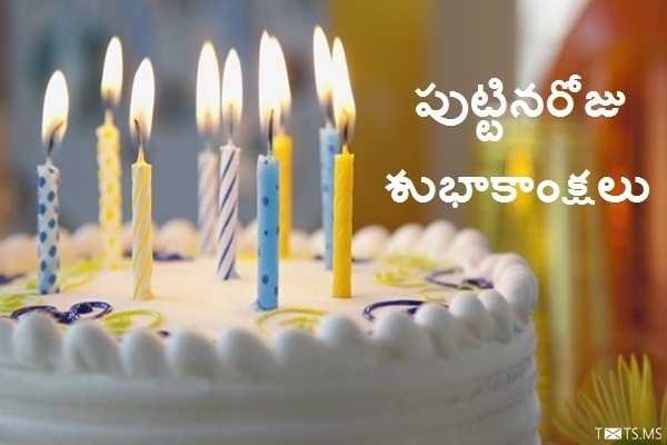 Telugu Birthday Wishes with Birthday Cake