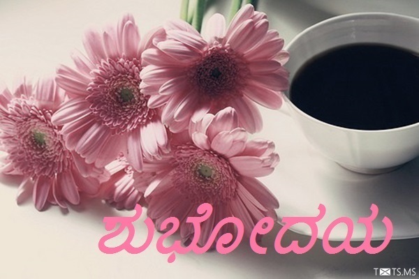 Kannada Good Morning Wishes Coffee with Flowers
