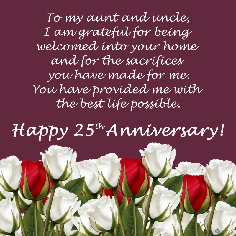 25th Anniversary Wishes for Uncle and Aunt